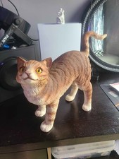 Vintage 1985 Realistic Orange Tabby Cat Statue Figurine Life Size picture