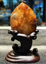 189g Top Rare Natural Rutile Quartz Crystal Mineral Specimen Reiki + Stand picture
