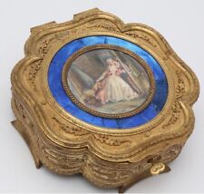 Exquisite 19th Century French Gilded Bronze Jewelry Box with Enamel. picture
