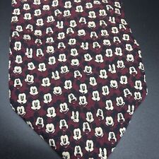 The Disney Store Mickey Mouse Thousand Faces Burgundy Neck Tie 4” 100% Silk picture