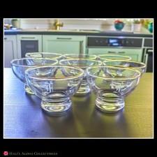 Set 8 VINTAGE MCM Footed Gold Rim Etched Monogram 
