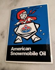 Vintage Amoco American Oil Snowmobile Oil Sticker Decal --New Old Stock picture