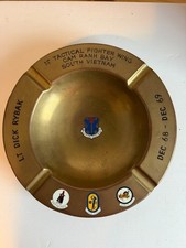 *RARE* -VTG Vietnam War Brass Ashtray 12th TFW Cam Ranh Bay Col. Richard J.Rybak picture