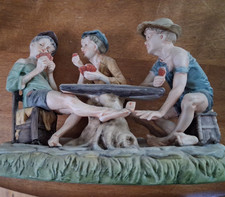 Capo Di Monte The Three Cheaters Boys Playing Cards Figurine Statue picture