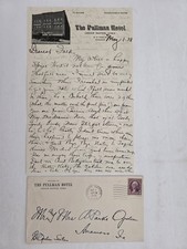 1938 vintage PULLMAN HOTEL cedar rapids ia LETTERHEAD & ENV Mrs Clarke Ogden Ana picture