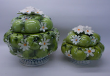 Lot of 2 Vintage 1967 Inarco Cookie Jar Canister Green Apple & Daisy E-2862 2861 picture