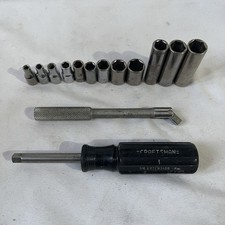 VTG Craftsman 1/4 SAE Socket Set 14pc Breaker Bar Socket Spinner Handle 43372 picture