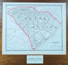 Vintage 1885 SOUTH CAROLINA Map 13
