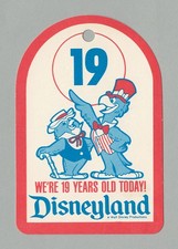 1974 Vintage Disneyland 19th Birthday Cast Member Employee Tag America SIngs picture