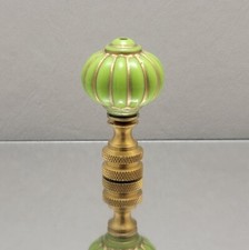 Lime Green/Gold, Acrylic, Antique Style Lamp Finial Polished/Antique Brass Base picture