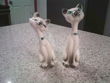 VINTAGE MID CENTURY CERAMIC SIAMESE CAT SALT AND PEPPER MADE IN JAPAN picture