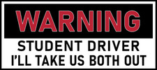 Funny Warning Student Driver Bumper Sticker Large 4x9 I'll Take Us Both Out picture