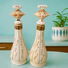 Rare Vintage Holt Howard Pixieware Scotch & Rye Decanter Set MCM Barware Japan  picture