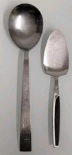 Vintage MCM Atomic Starburst Serving Spoon Pie Server Stainless Japan Lot 2 picture