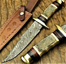 ⚡CUTLERY SALVATION HANDMADE DAMASCUS STEEL BLADE HUNTING KNIFE TINTED CAMEL⚡BONE picture