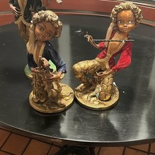 vintage mid-century Hollywood Regency pixie elf musician figurines picture