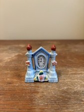 Vintage H. Kato Miniature Blue Mantle Clock Figurine Occupied Japan Marked picture