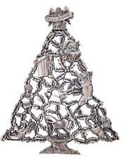 Pewter Christmas Tree Trivet Peace On Earth Holiday Décor Wall Hanging picture