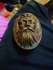 Vtg Scott Nelles Studios Cast Bronze Old Man Face Figural Lidded Box Art Signed picture