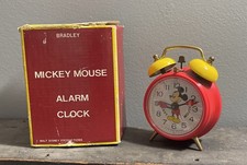 VTG Bradley Disney Mickey Mouse Wind Alarm Clock Two Bells Japan T6701 REPAIR picture