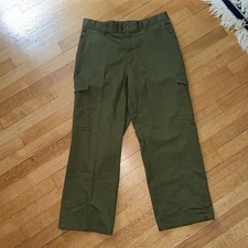 Vtg Boy Scouts of America BSA Green Cargo Uniform Pants Slash Pockets 34x26.5 picture