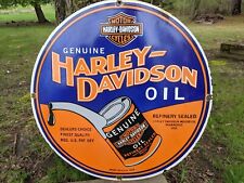 LARGE VINTAGE HARLEY-DAVISON MOTORCYCLE MOTOR OIL PORCELAIN SIGN 30