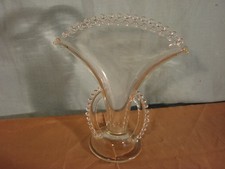 Vintage Imperial Glass Candlewick Fan Vase, Clear Glass, Perfect Condition picture