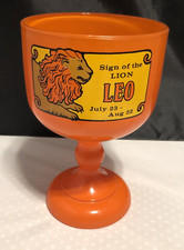 Vintage 1970s Leo Zodiac Sign orange Chalice Tiara Indiana Glass Goblet RARE picture