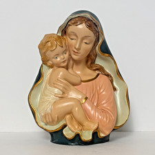 VTG A.N.R Italy Hand Painted Blow Mold Madonna & Child Virgin Mary Jesus Figurin picture