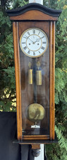 Circa 1890 Austrian 2 Weight Driven EBONIZED Wall Clock - VIDEO - ALL ORIGINAL picture