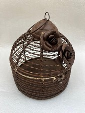 RARE VINTAGE ROYAL IRON CAGE  ROSE ROUND HUT SHAPE BOX STYLE COLLECTABLE  picture