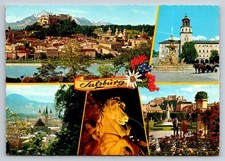 Vintage 1972 Salzburg Austria Multi-View Postcard Hohensalzburg Fortress picture