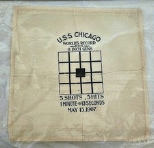 1907 USS Chicago Souvenir Silk Handkerchief picture