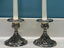 Vintage Godinger Silver Candle Holders Set of 2 Grape Pattern 4
