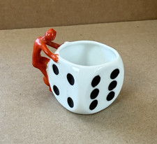 ROYAL BAYREUTH Devil & Dice Porcelain Demitasse Cup / Toothpick Bavaria Germany picture