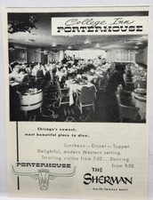 1951 The Sherman Hotel College Inn Porterhouse Chicago IL MCM Original Print Ad picture