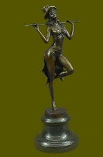 Art Deco Elegant Bronze Statue Vintage Jazz Broadway Drama Theatre Dancer Decor picture