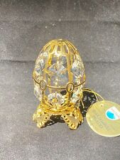 SWAROVSKI CRYSTAL ELEMENT STUDDED RUSSIAN EGG ON BUTTERFLY STAND 24K GOLD PLATED picture