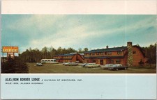 1969 ALAS/KON Border Lodge Postcard Yukon Territory Canada Alaska Hwy Bus picture
