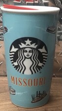 STARBUCKS Coffee 2016 Missouri Collectible Ceramic Travel Mug Tumbler & Lid 12oz picture