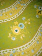Vtg Vintage Bloomcraft Tablecloth MCM Flower Blue Green Yellow Round 66 Diameter picture