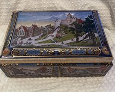 Large Beautiful Blue Gold Lebkuchen-Schmidt 16 In Tin Hinge Box Nuremberg Castle picture