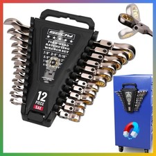 Premium 12-Piece SAE Flex-Head Ratchet Wrenches Set 1/4