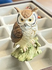 Vintage Lefton Great Horned Owl Figurine Japan 01000 Ceramic Bird Decor  picture