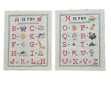Alphabet Cross Stitch Signed Sampler A is for Apple Vintage Embroidery Wall Art picture