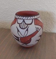 Vintage Lois Medina Zia Pueblo Polychrome Miniature Olla w/Traditional Zia Bird picture