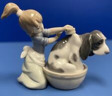 LLADRO FIGURINE #5455 BASHFUL BATHER IN ORIGINAL BOX GIRL BATHING DOG picture