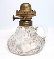 ANTIQUE EAPG E. MILLER 1863 OIL FINGER LAMP FONT & BURNER THUMBPRINT DESIGN picture
