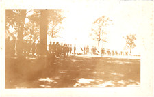 US Army Troops Lined Up at Unidentified Camp WW1 Era 1910s RPPC Postcard Photo picture