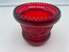 Ruby Glass HOLLY BERRY BEADED Toothpick Holder E50 picture